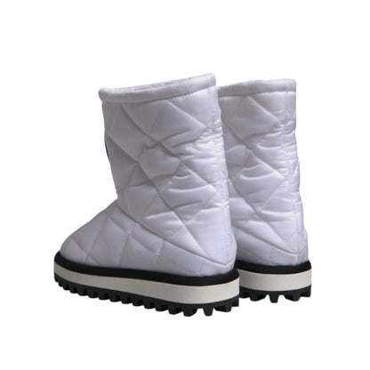 Dolce & Gabbana White Viscose Padded Mid Calf Boots Shoes