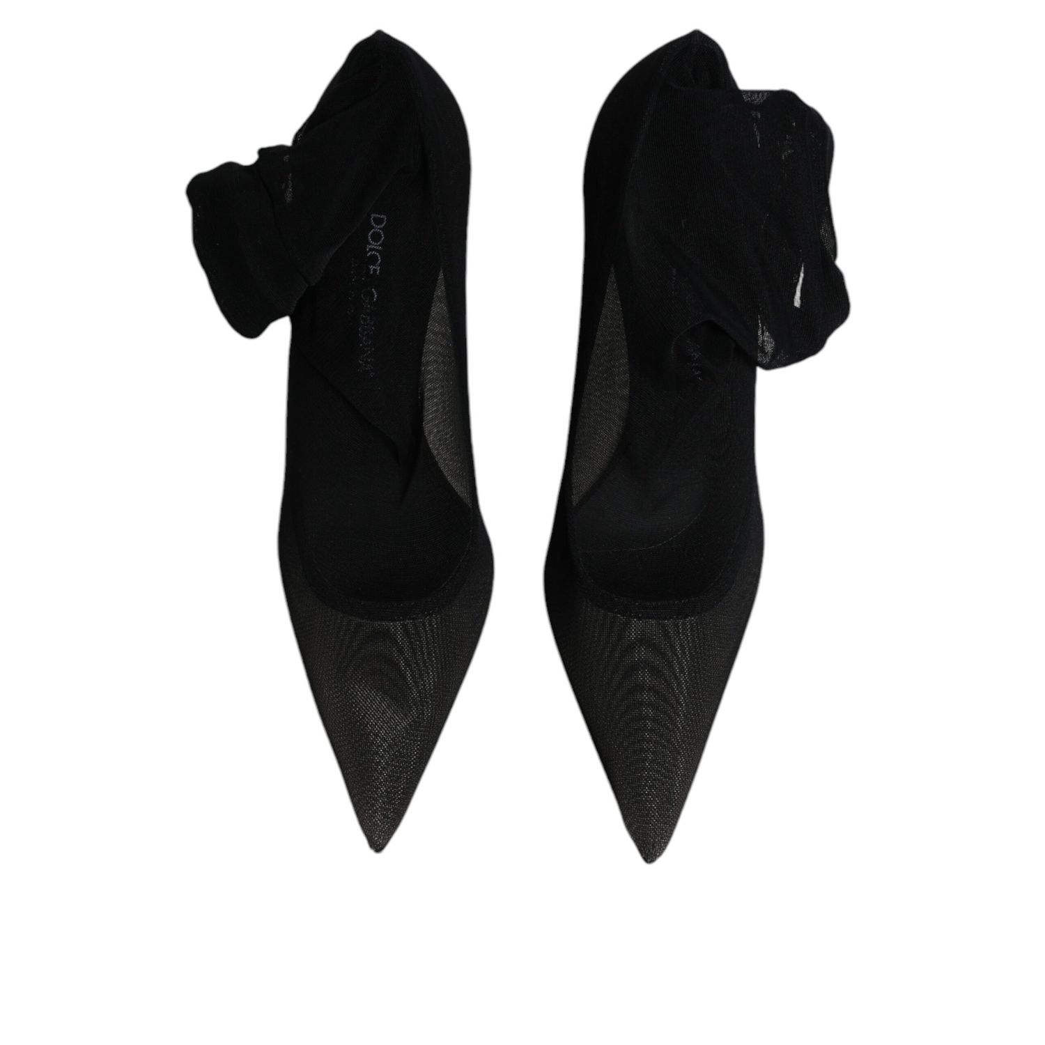 Dolce & Gabbana Black Viscose Mesh Sock Style Boots Shoes