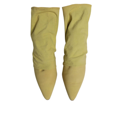 Dolce & Gabbana Green Sock Style Heels Ankle Boots Shoes