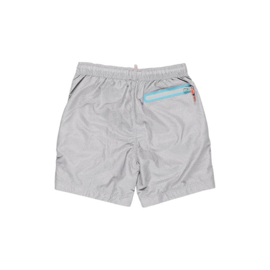 Gray Superdry polyester swimwear for men, Fall/Winter collection, featuring a back zip pocket for style and convenience.