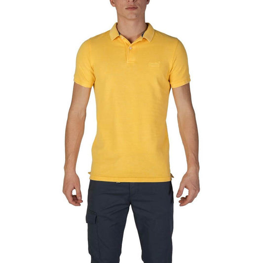 Superdry Yellow Cotton Polo Shirt for Men, Short Sleeved, Fall/Winter Collection, 100% Cotton