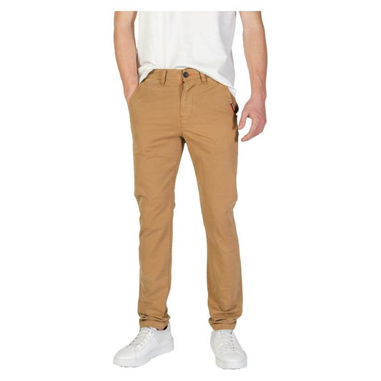 Superdry men's slim beige cotton jeans, fall/winter collection, made with 98% cotton and 2% elastane, casual style.