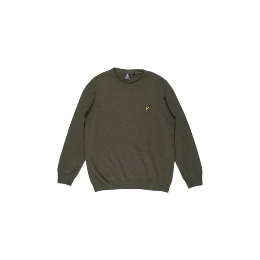 Lyle & Scott green wool sweater for men, fall/winter collection, featuring 80% wool and 20% polyamide composition.