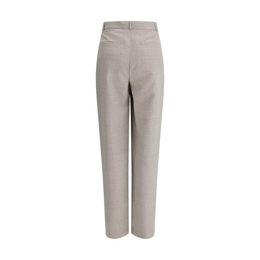 Back view of Fendi pied-de-poule wool pants with belt loops and welt pockets, showcasing elegant and sophisticated style.