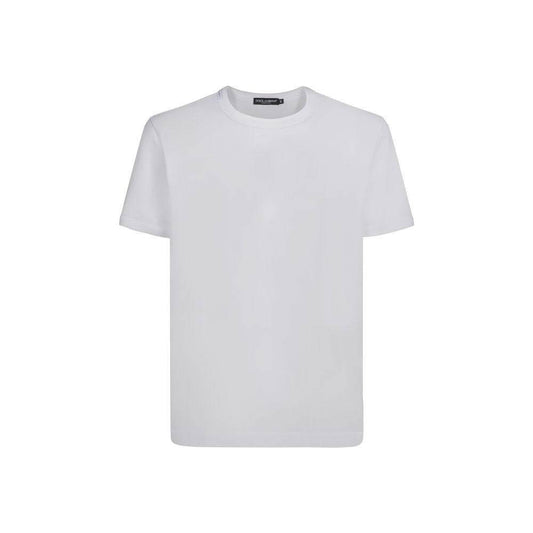 Dolce & Gabbana white cotton T-shirt with ribbed crew neck, showcasing refined casual elegance for versatile styling.
