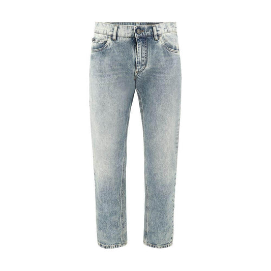 Dolce & Gabbana worn-effect jeans with five pockets, zipper-and-button closure, and mid-rise waist, perfect for casual-chic look.