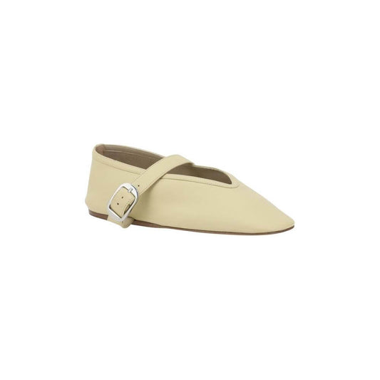 Stella Ballerinas by Le Monde Beryl in beige leather with adjustable top strap and flat sole for elegance and comfort.