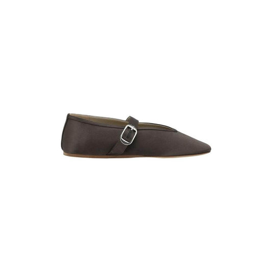 LE MONDE BERYL Stella Ballerinas in brown leather with a beveled toe and adjustable strap for comfort and elegance.
