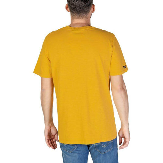 Back view of a Superdry orange cotton T-shirt for men, short-sleeved, from the Fall/Winter collection, made of 100% cotton.