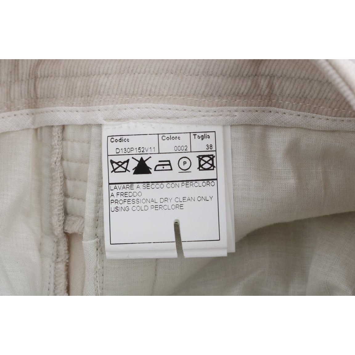 بنطال Ermanno Scervino Chic Beige Corduroy Skinny Slim Fit