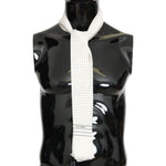 Dolce & Gabbana White Polka Dotted Silk Skinny Scarf Silk Scarf