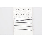 Dolce & Gabbana White Polka Dotted Silk Skinny Scarf Silk Scarf