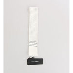 Dolce & Gabbana White Polka Dotted Silk Skinny Scarf Silk Scarf