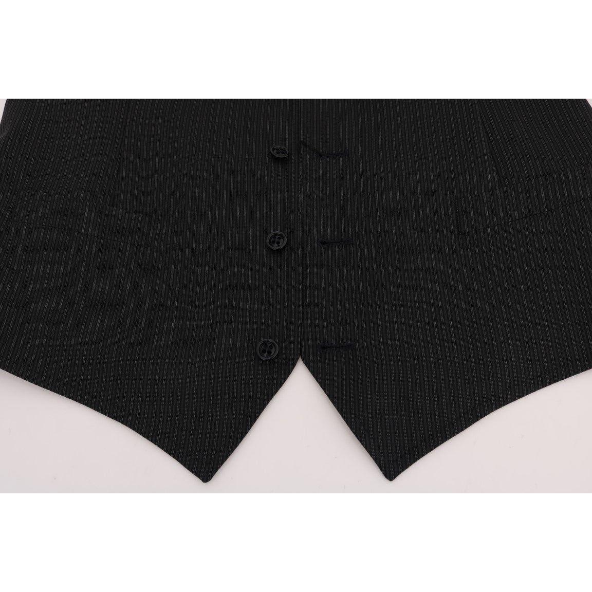 优雅灰色条纹羊毛混纺背心