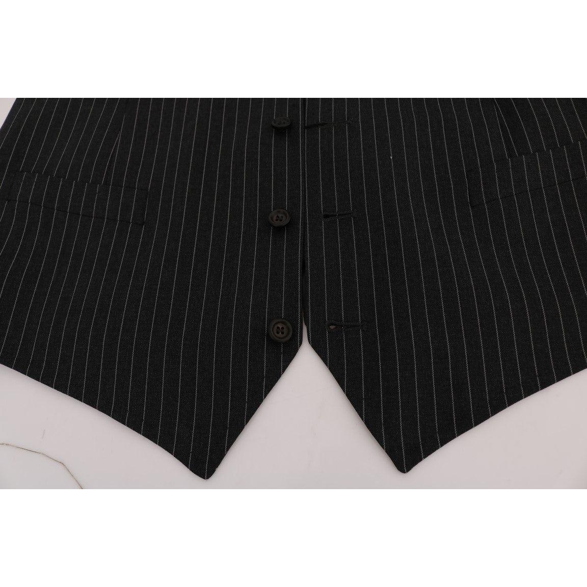 优雅灰色条纹背心马甲