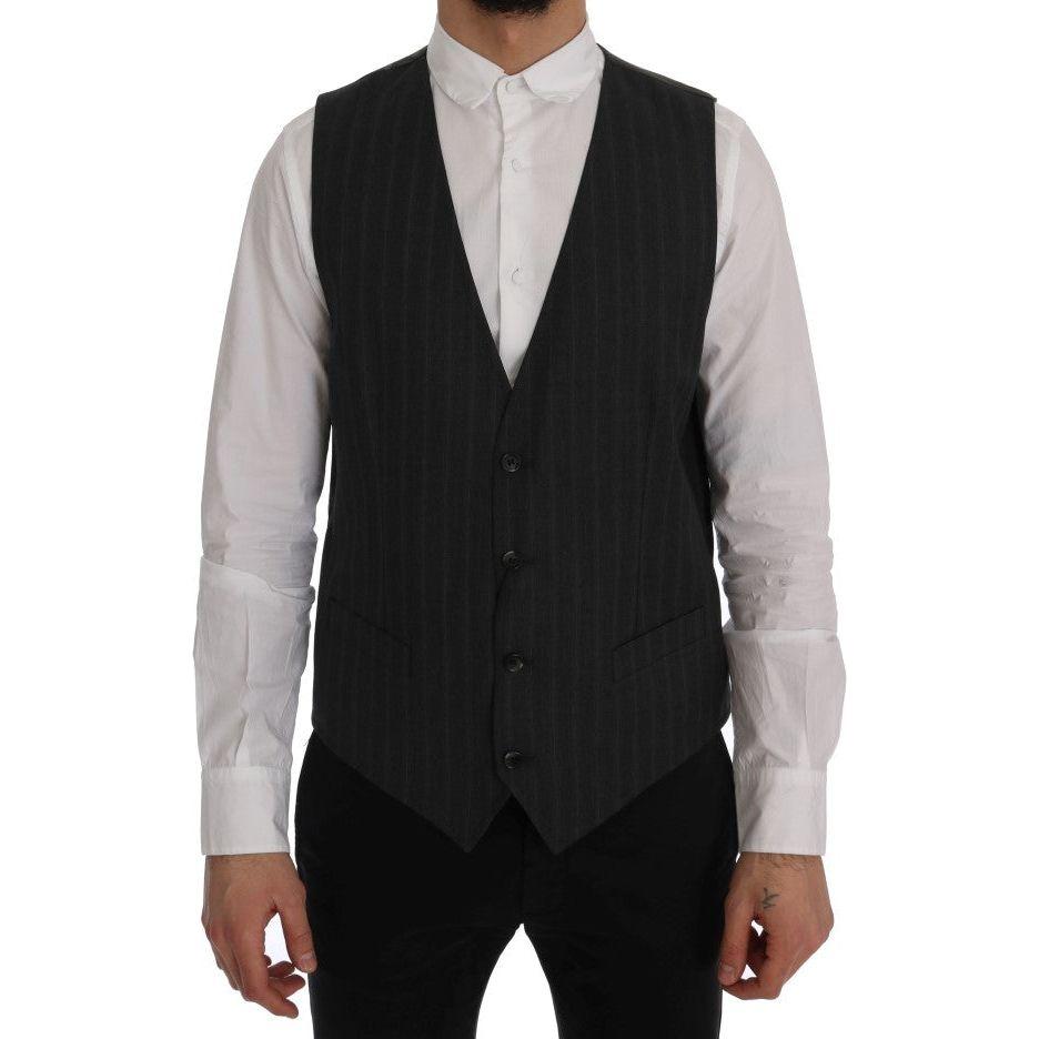 Dolce & Gabbana Gray STAFF Wool Stretch Vest