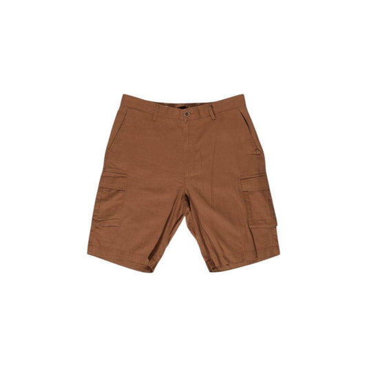Hamaki-Ho brown linen shorts for men, fall/winter collection, Bermuda style, 55% linen, 45% cotton. Perfect for versatile outfits.