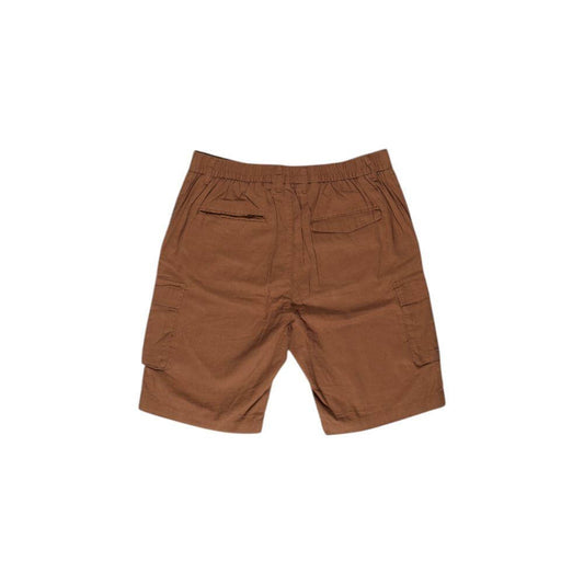 Hamaki-Ho brown linen men's Bermuda shorts from Fall/Winter collection, 55% linen and 45% cotton blend, perfect for casual wear.