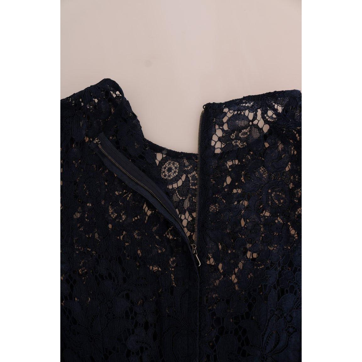 Dolce & Gabbana Blue Taormina Floral Lace Sheath Dress