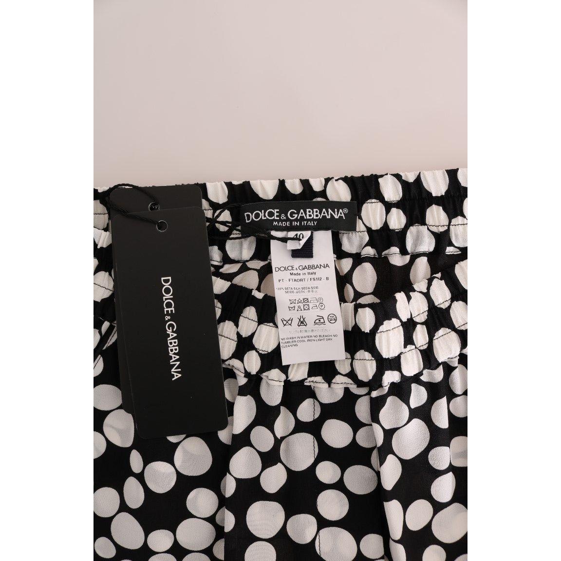 优雅圆点丝绸高腰裤