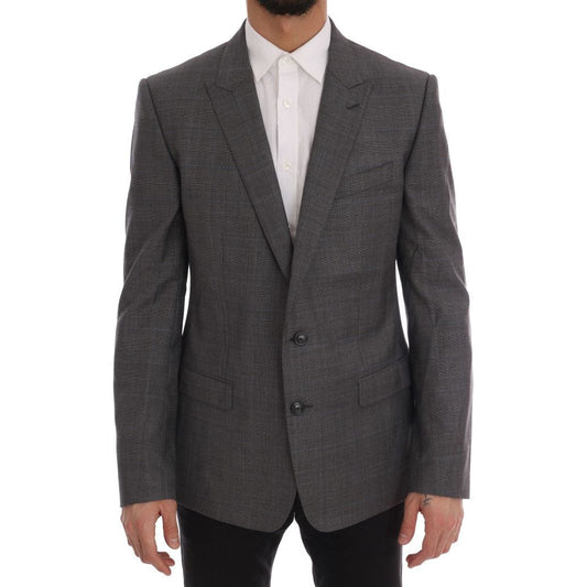 Dolce & Gabbana Sleek Gray Checkered Wool Blazer Dolce & Gabbana