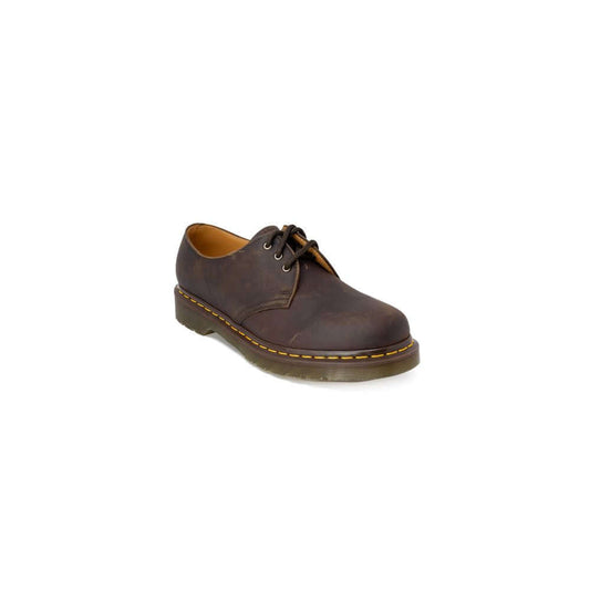 Men's Dr. Martens brown leather casual shoes, autumn/winter collection with 3cm heel height, elegant design for versatile wear.