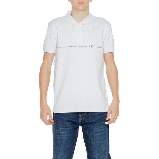 Calvin Klein Jeans green cotton polo shirt for men, short sleeve, spring/summer collection, 94% cotton, 6% elastane.
