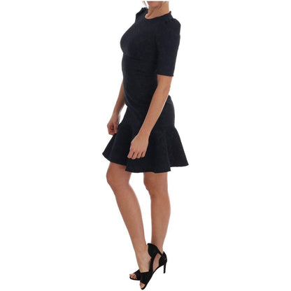 Dolce & Gabbana Black Blue Flare Mini Dress Dresses