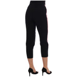 Dolce & Gabbana Black Stretch Pink Stripes Capri Pants Jeans & Pants