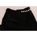 Dolce & Gabbana Black Wool Stretch Crystal Pants