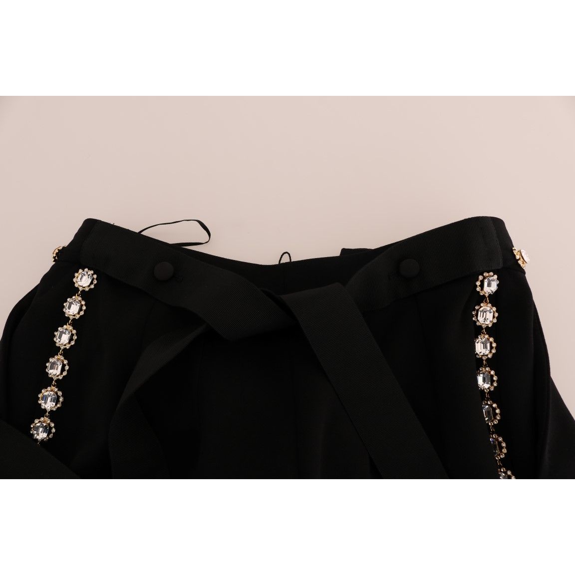 Dolce & Gabbana Black Wool Stretch Crystal Pants