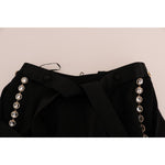 Dolce & Gabbana Black Wool Stretch Crystal Pants