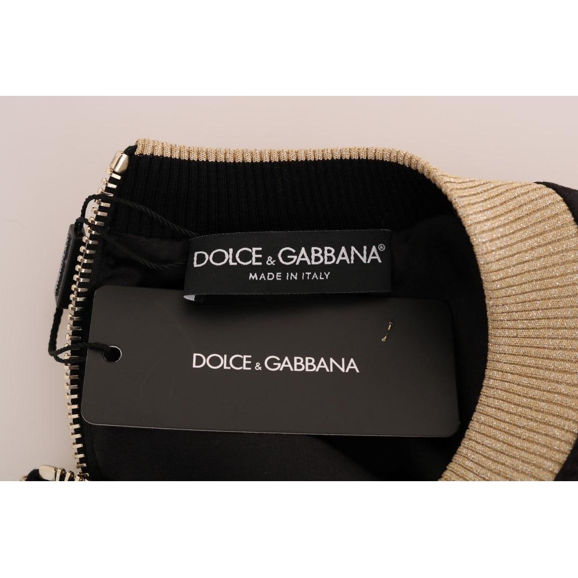 Dolce & Gabbana Black Fairy Tale Brocade Zipper Sweater