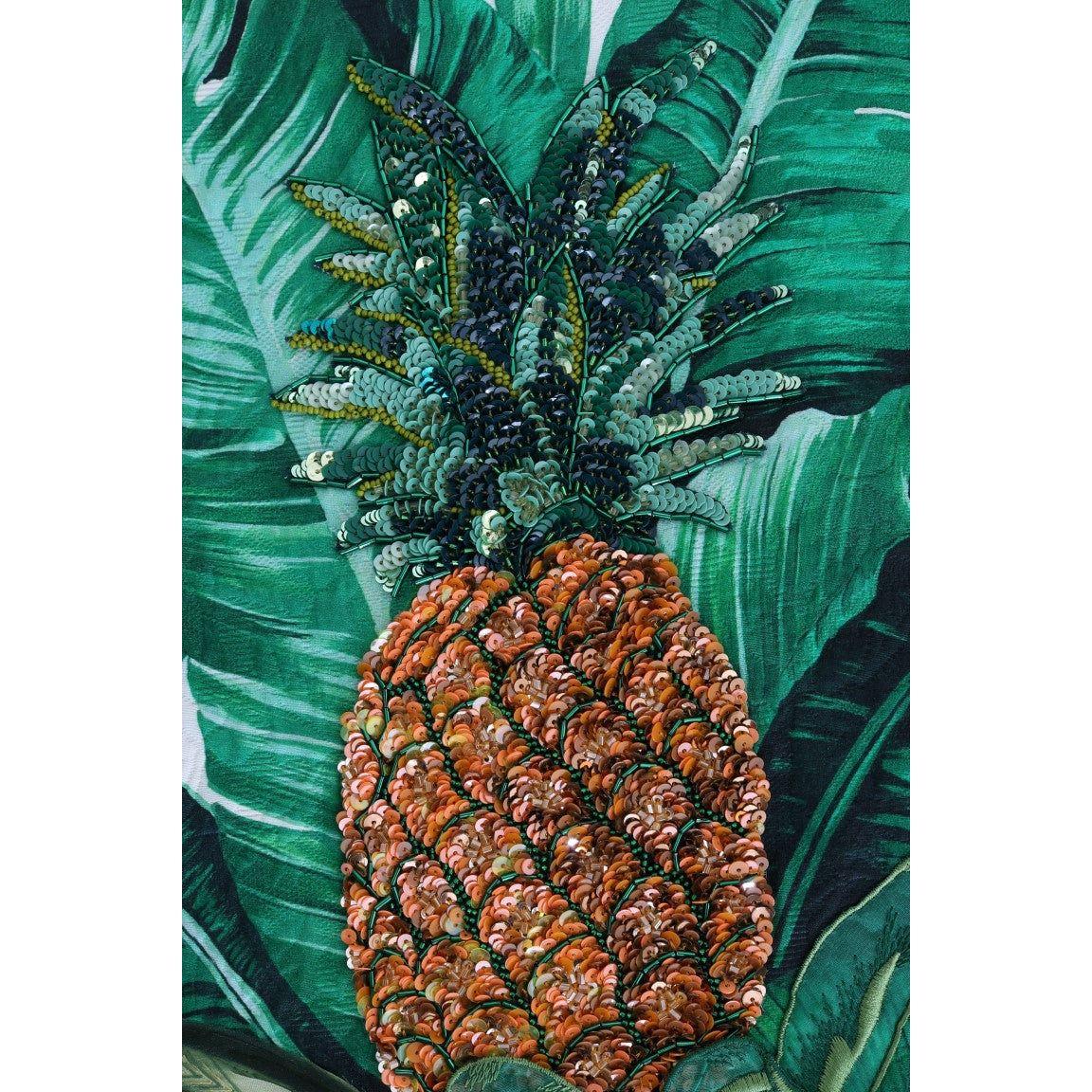 热带亮片毛衣 - 茂盛绿叶版