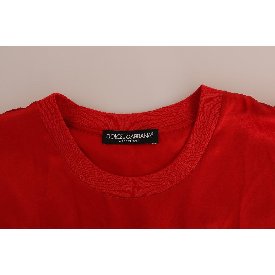 Dolce & Gabbana Red Silk Orange Vase Crystal Top TSH1754-3