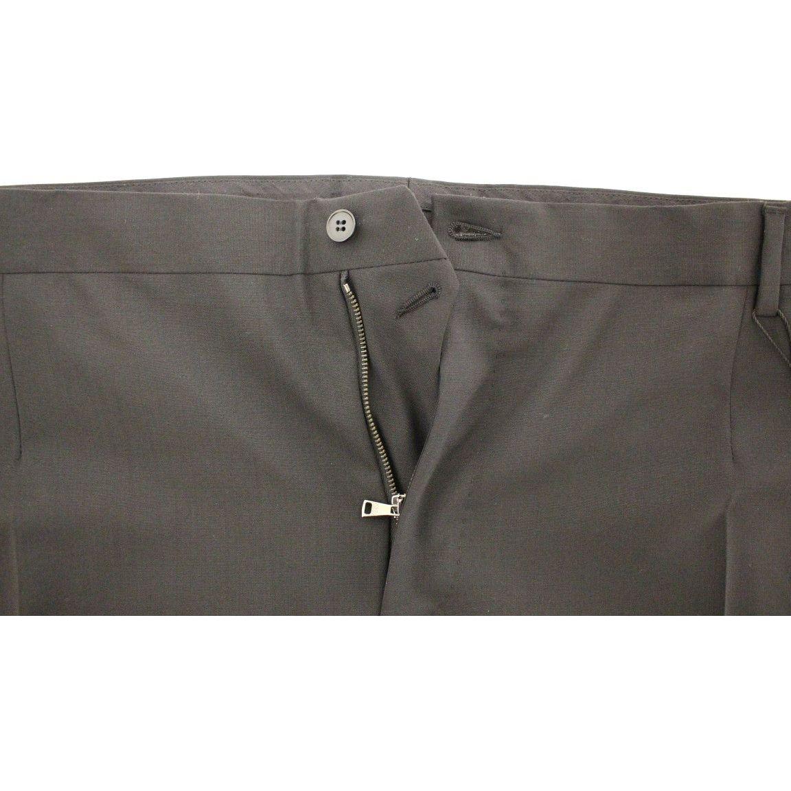 Dolce & Gabbana Black Wool Stretch Pleated Pants Jeans & Pants