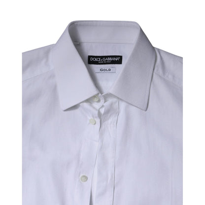 Dolce & Gabbana White Cotton Formal Men GOLD Dress Shirt