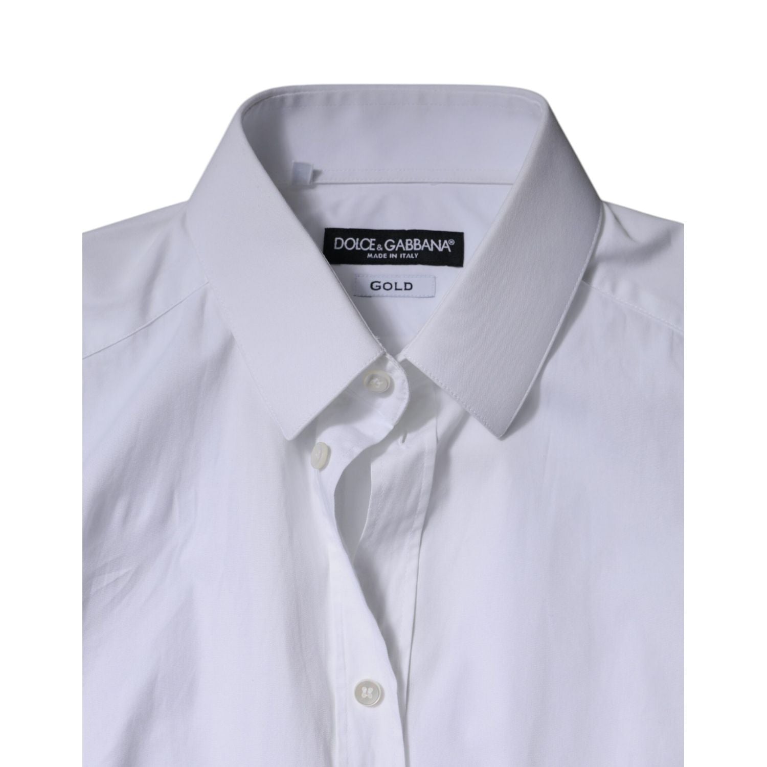 Dolce & Gabbana White Cotton Formal Men GOLD Dress Shirt