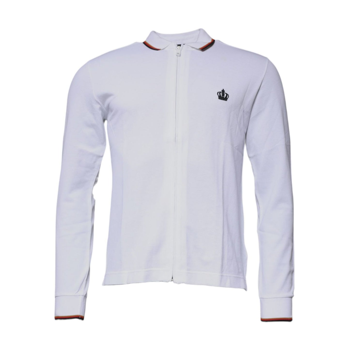 Dolce & Gabbana White Crown Men Full Zip Sweatshirt Sweater