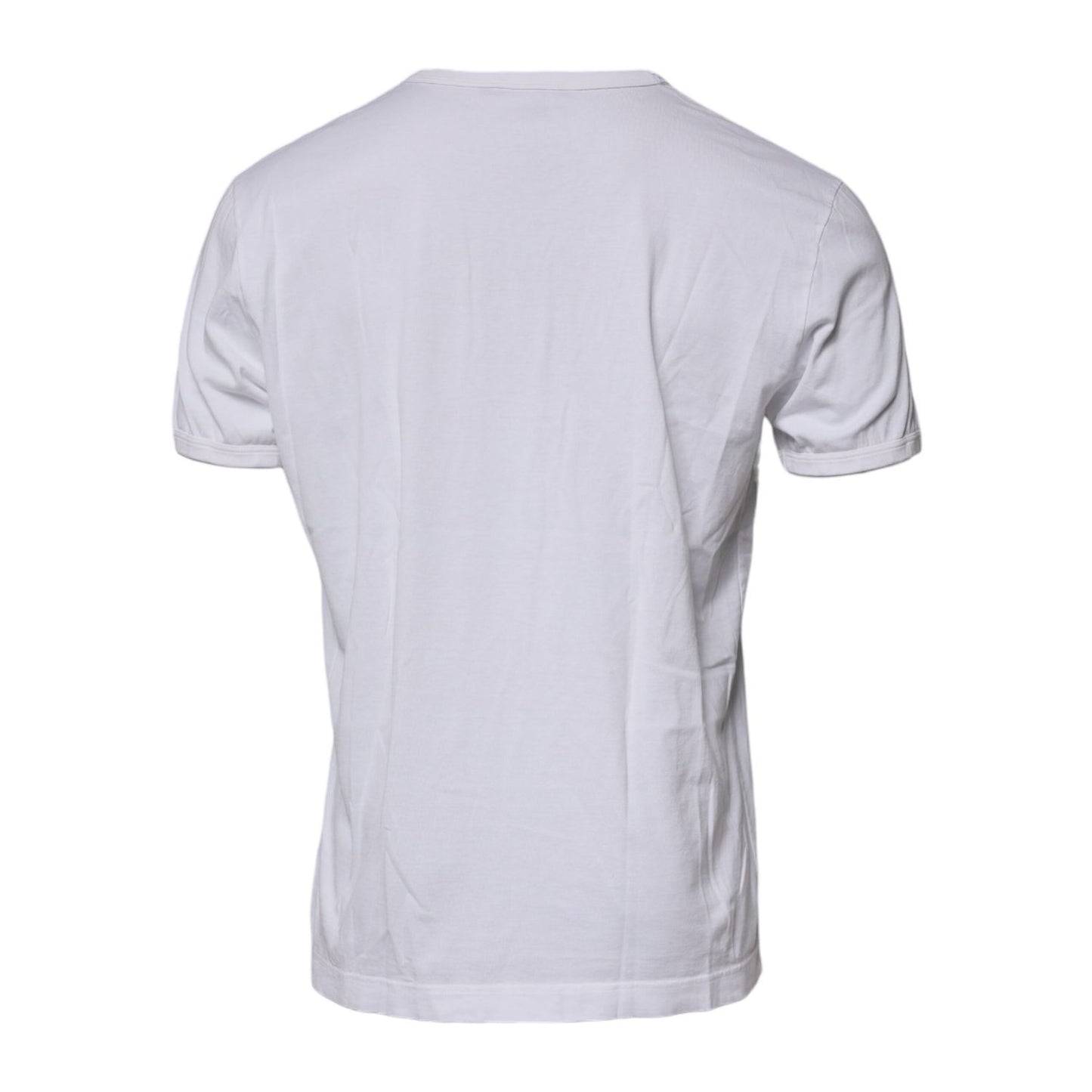 Dolce & Gabbana White Logo Embossed Cotton Crewneck T-shirt