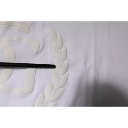 Dolce & Gabbana White Logo Embossed Cotton Crewneck T-shirt