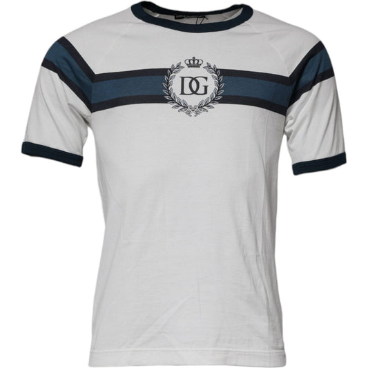 Dolce & Gabbana White DG Crown Cotton Crew Neck T-shirt
