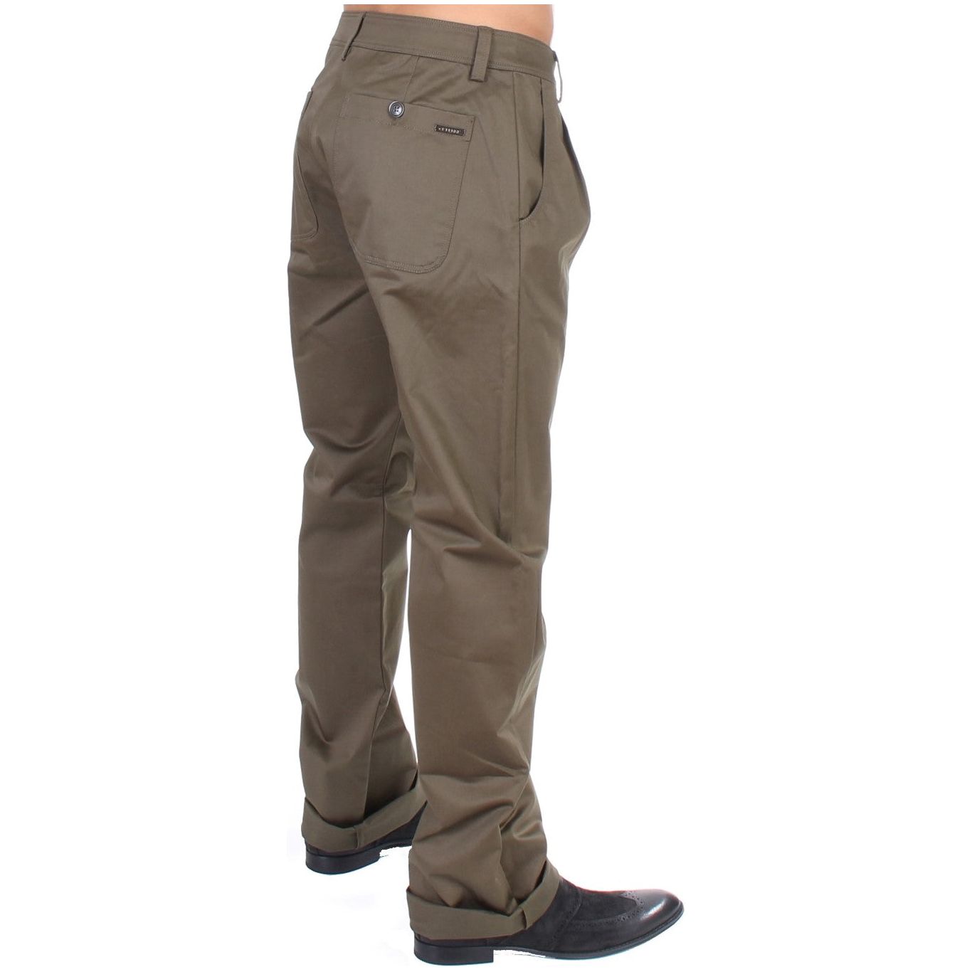 GF Ferre Elegant Green Comfort Straight Fit Pants green-cotton-stretch-comfort-fit-pants