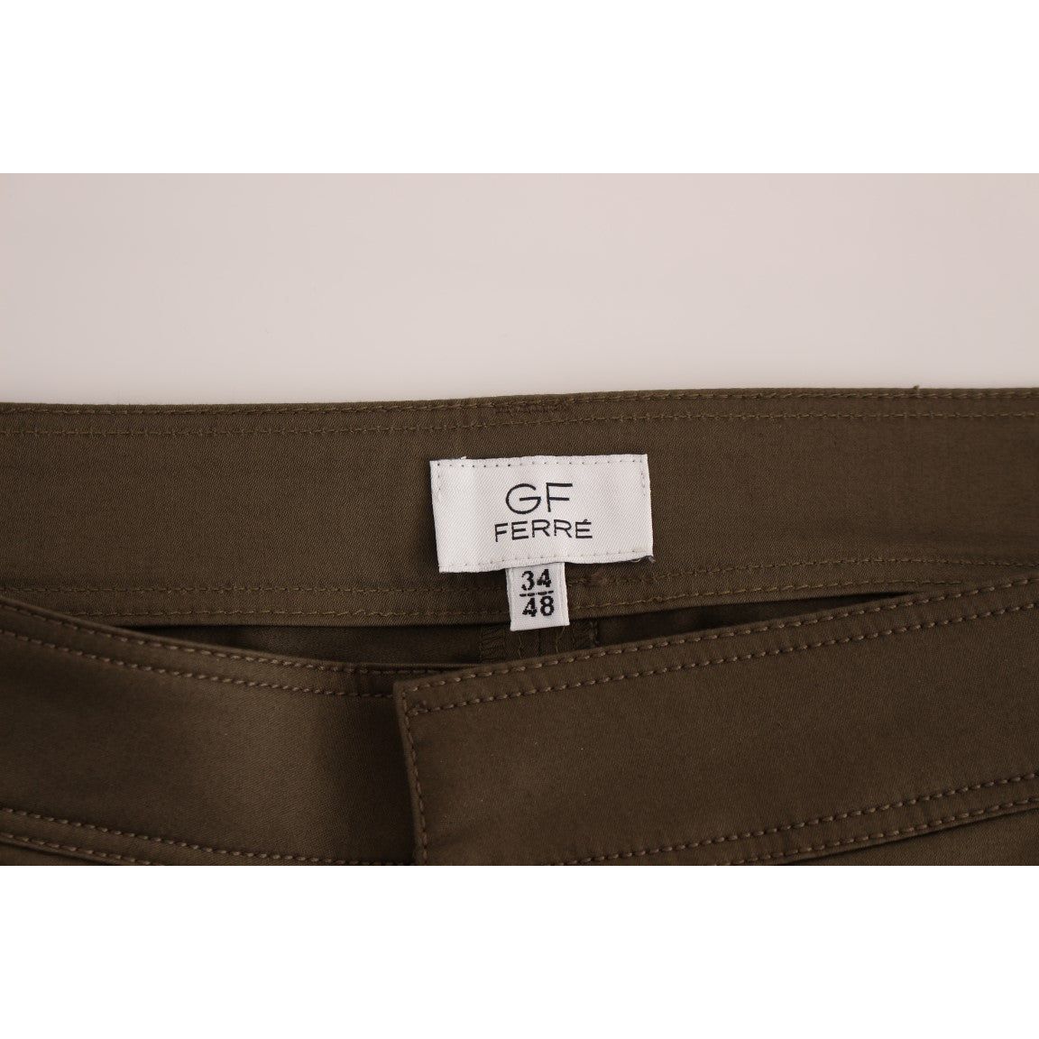 GF Ferre Elegant Green Comfort Straight Fit Pants green-cotton-stretch-comfort-fit-pants