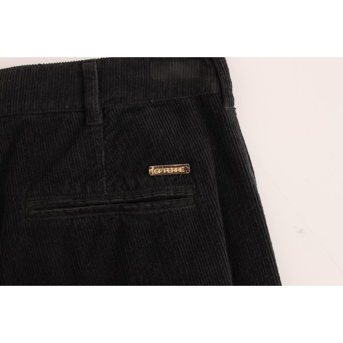 GF Ferre Elegant Black Cotton Corduroy Pants Jeans & Pants black-corduroy-cotton-straight-fit-pants