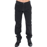 GF Ferre Black Corduroy Cotton Straight Fit Pants Jeans & Pants