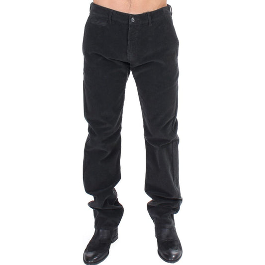 GF Ferre Elegant Black Cotton Corduroy Pants Jeans & Pants GF Ferre