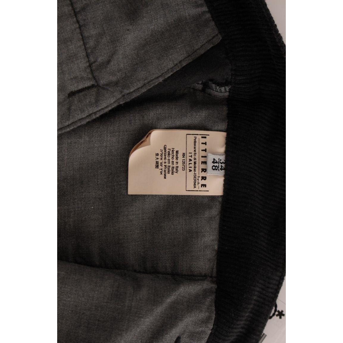 GF Ferre Black Corduroy Cotton Straight Fit Pants Jeans & Pants