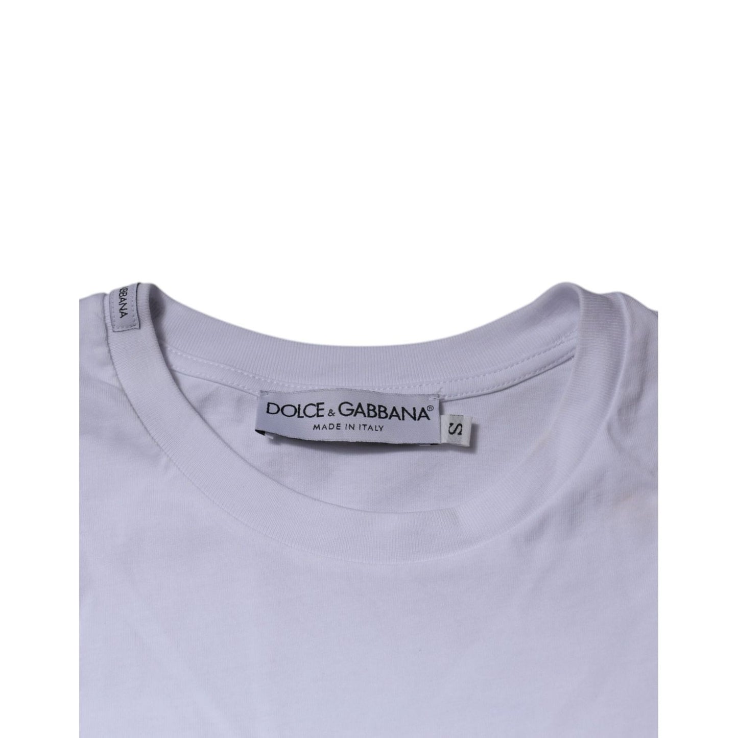 Dolce & Gabbana White DG Logo Cotton Crew Neck T-shirt