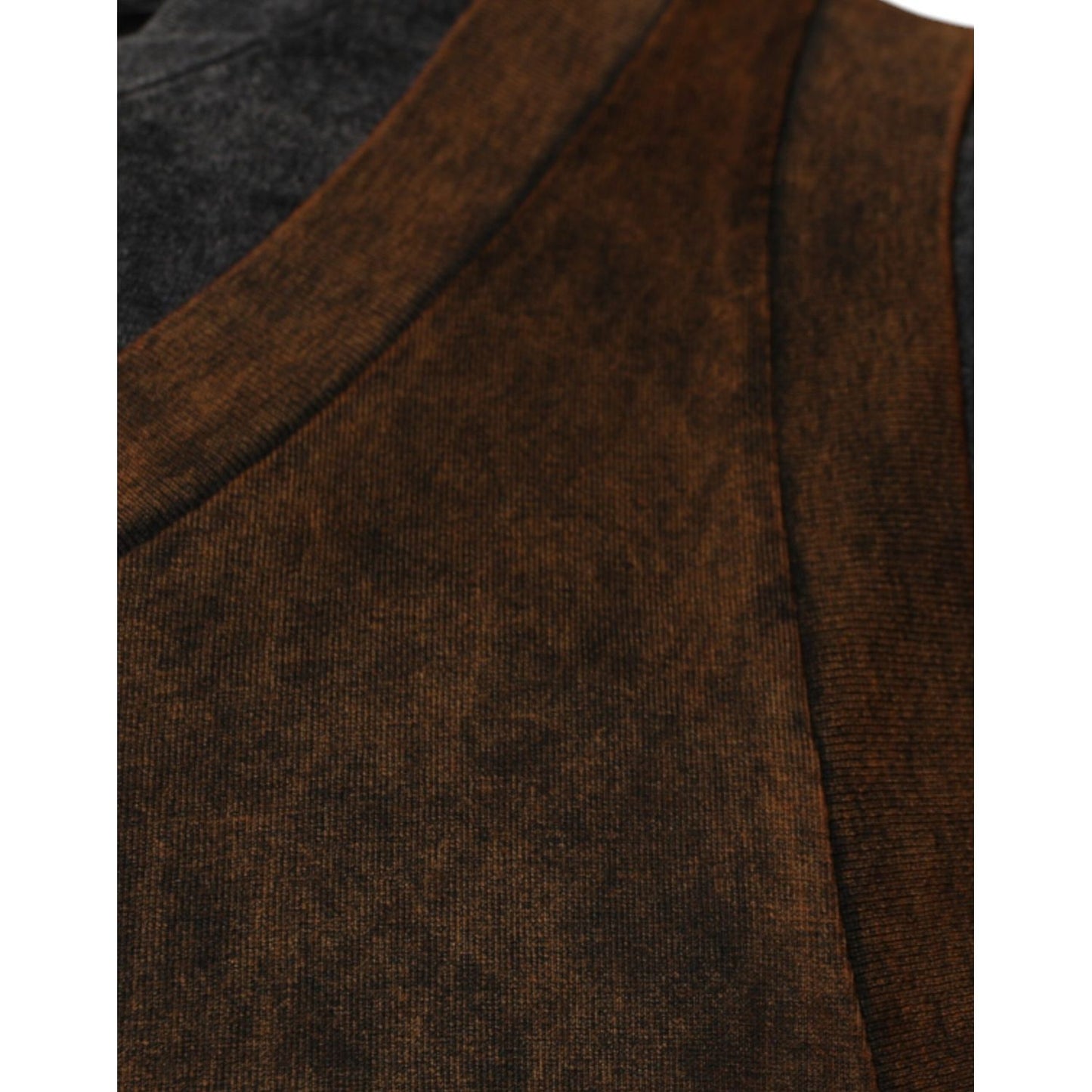 Dolce & Gabbana Brown Cotton Round Neck Sleeveless T-shirt